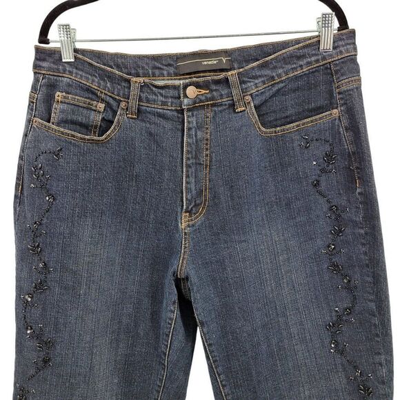 Vintage 80s Venezia Jeans 16 Dark Wash High-rise Straight Leg Beaded Embellished - Picture 5 of 11